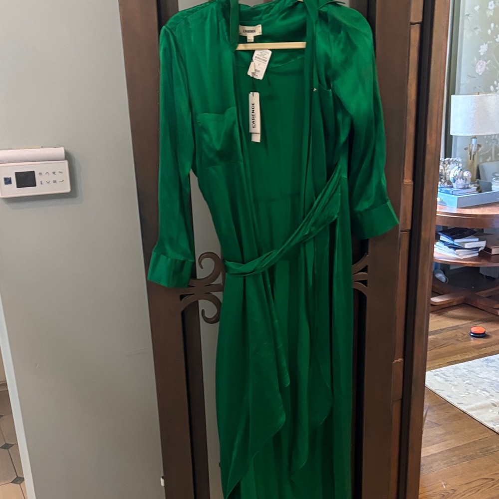 Lagence silk  Green Wrap Dress 2